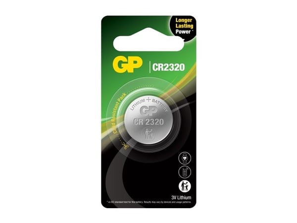 GP Batteries 103237, Engangsbatteri, CR2320, Lithium-Manganese Dioxide (LiMnO2), 3 V, 1 stykker, 10 år