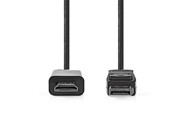Nedis CCGL37100BK20, 2 m, HDMI tyyppi A (standardi), DisplayPort, uros, uros, suora, suora