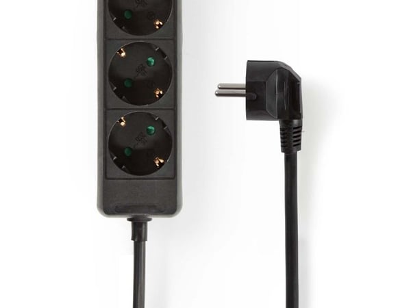 Nedis EXSO630F1BK, 3 m, Sisätila, IP20, Musta, 6 AC-pistorasia(a), 230 V