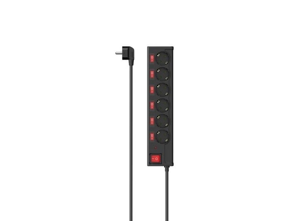 Hama 00223158, 6 AC-pistorasia(a), 1,4 m, Langallinen, Musta, 3680 W, 550 mm