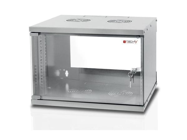 Techly I-CASE EL-1006G45, Seinään asennettava laitekehikko, 6U, 50 kg, 14,2 kg, Harmaa