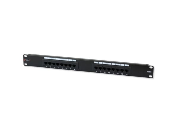 Techly 16 x RJ45 Cat.6, IEEE 802.3, IEEE 802.3ab, IEEE 802.3u, 10/100/1000Base-T(X), Raskt Ethernet, Gigabit Ethernet, 1000 Mbit/s, RJ-45, Gull