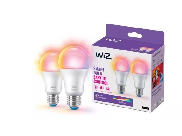 WiZ Lamppu 8,8 W (vastaa 60 W) E27 x2, Älylamppu, Wi-Fi/Bluetooth, Valkoinen, Wi-Fi 4 (802.11n), 802.11b, 802.11g, LED, E27