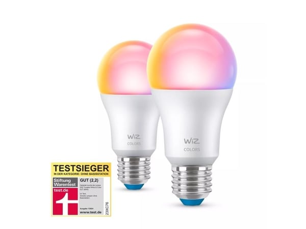 WiZ Lamppu 8,8 W (vastaa 60 W) E27 x2, Älylamppu, Wi-Fi/Bluetooth, Valkoinen, Wi-Fi 4 (802.11n), 802.11b, 802.11g, LED, E27