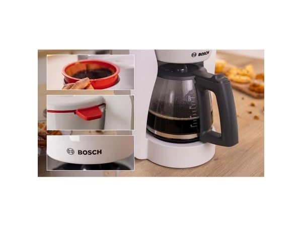 Bosch TKA3M131, Kaffebrygger (drypp), 1,25 l, Malt kaffe, Hvit