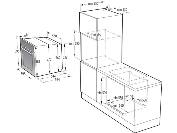 Gorenje G400 BPS6737E04DBG, Stor, Elektrisk ovn, 77 l, 3500 W, 77 l, 2300 W