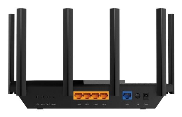 TP-Link Archer AX5400, Wi-Fi 6E (802.11ax), Tre-båndsfrekvens (2,4 GHz / 5 GHz / 6 GHz), Ethernet/bredbåndsforbindelse, Svart, Frittstående router