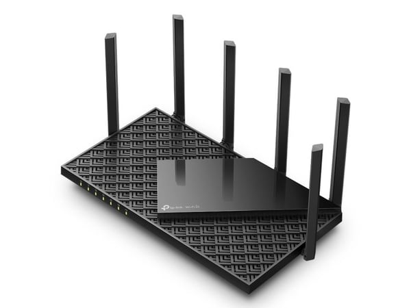 TP-Link Archer AX5400, Wi-Fi 6E (802.11ax), Tre-båndsfrekvens (2,4 GHz / 5 GHz / 6 GHz), Ethernet/bredbåndsforbindelse, Svart, Frittstående router