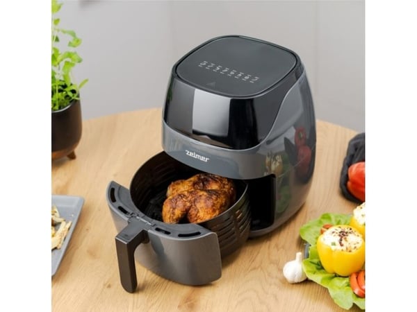 Zelmer ZAF5502G, Frityr med lite fett, 5 l, 80 °C, 200 °C, Single/enkelt, Sort, Grå