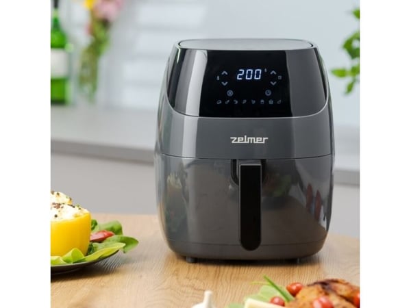 Zelmer ZAF5502G, Frityr med lite fett, 5 l, 80 °C, 200 °C, Single/enkelt, Sort, Grå