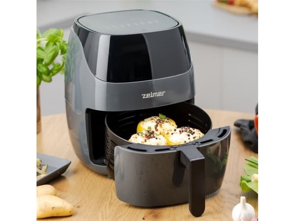 Zelmer ZAF5502G, Frityr med lite fett, 5 l, 80 °C, 200 °C, Single/enkelt, Sort, Grå