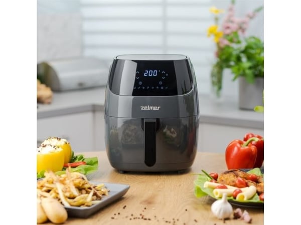 Zelmer ZAF5502G, Frityr med lite fett, 5 l, 80 °C, 200 °C, Single/enkelt, Sort, Grå