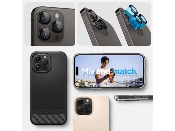 Spigen GLAS.tR EZ Fit Optik Pro, Apple, iPhone 15 Pro / 15 Pro Max / 14 Pro / 14 Pro Max, Reptålig, Transparent, 2 styck