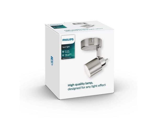 Philips Essentials Meranti tak-/väggspotlight, Utanpåliggande spotlight, GU10, 1 lampor, LED, 220-240 V, Krom