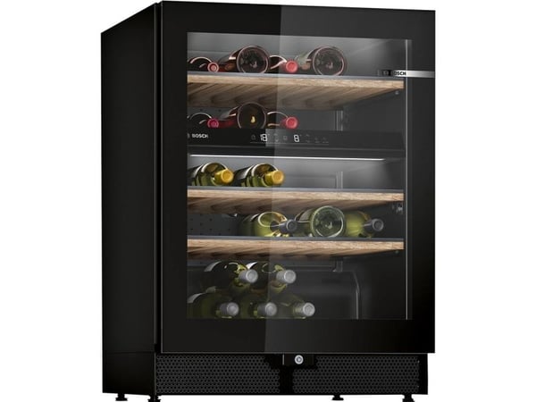 Bosch Serie 6 KWK16ABGB, Viinijäähdytin, vapaasti seisova, 44 pulloa, 60 W, G, musta