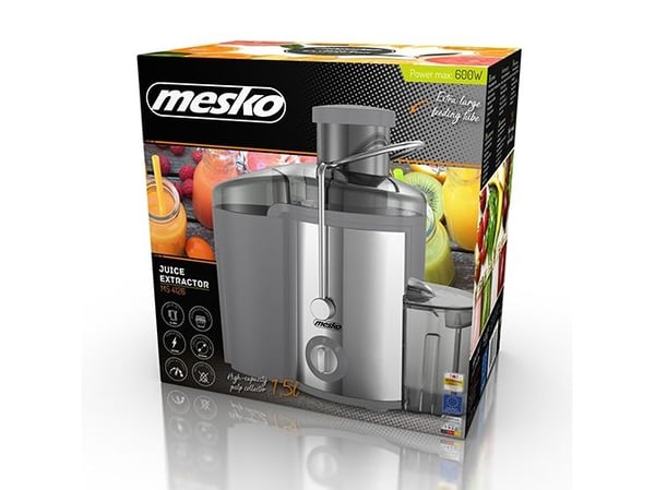 Mesko Home MS 4126, Sähkökäyttöinen tomaattimehustin, Ruostumaton teräs, Ruostumaton teräs, Vaihe, 1,5 L, 0,45 L