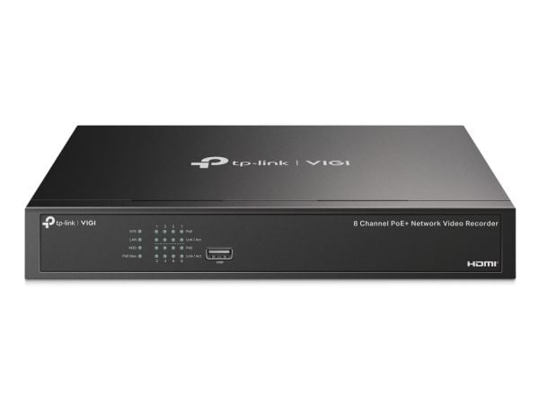 TP-Link VIGI NVR1008H-8P, 8 kanavaa, 3840 x 2160 pikseliä, 8 kanavaa, 720p, 1080p, 1920 x 1080, 1680 x 1050, 1440 x 900, 1280 x 1024, 102 4x 768, 1...