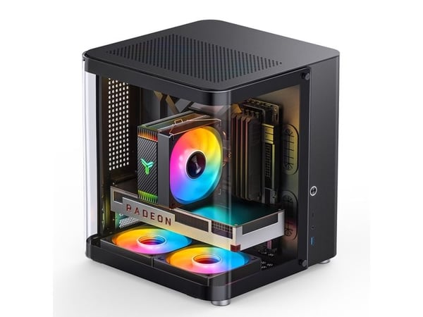 Jonsbo TK-1 2.0, Mini Tower, PC, musta, ITX, mikro ATX, Terästä, Karkaistu lasi, Pelaaminen