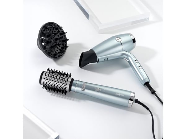 BaByliss AS773E Hydro Fusion Hot Air Brush with Super Ion Technology Ice Blue 1 Piece 800g