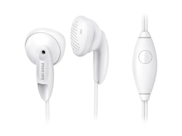Philips Øretelefoner med mikrofon SHE1355WT/00, Koblet med ledninger (ikke trådløs), 10 - 22000 Hz, Samtaler/musikk, 14,5 g, Hodesett, Hvit