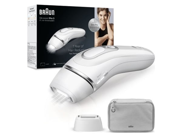 Braun Silk-expert Pro Silk expert Pro 3 PL3020, Intense Pulsed Light (IPL), Sølv, Hvit, Storbritannia, AC, 100 - 240 V, Boks