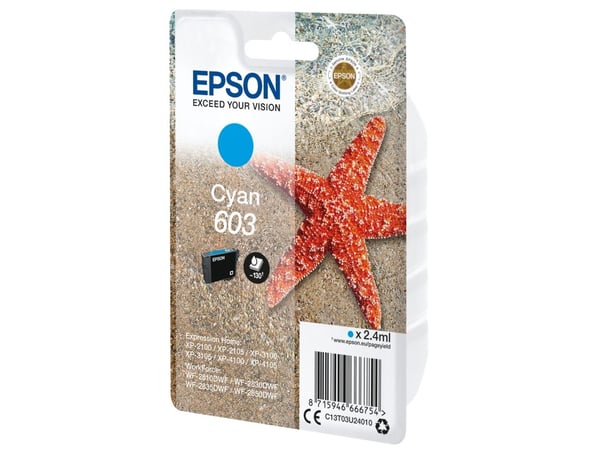 Epson Singlepack Cyan 603 Ink, Perusvärintuotto, Syaani, 2,4 ml, 1 kpl, Kertapakkaus