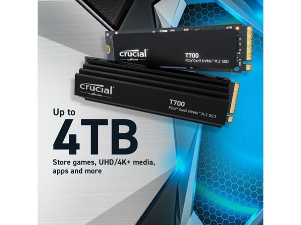 Crucial T700 2TB PCIe SSD med kjøleribbe