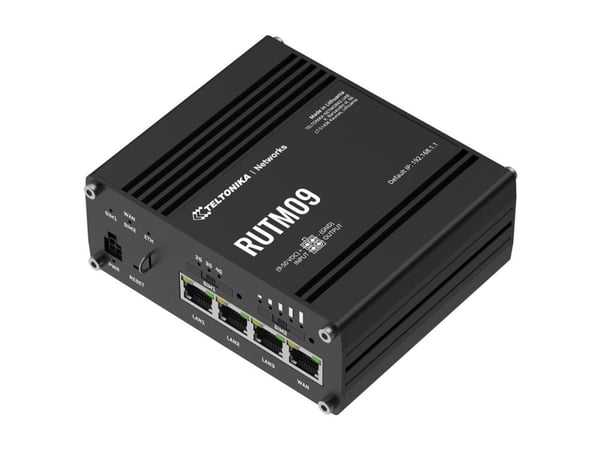 Teltonika RUTM09, Ethernet WAN, Gigabitti Ethernet, SIM-korttipaikka, musta