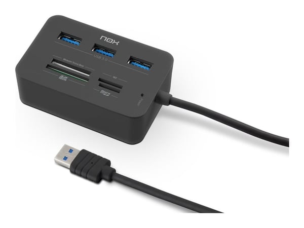 NOX Lite Reader One, Ledningsført, USB 3.2 Gen 1 (3.1 Gen 1) Type-A, Sort, MS Duo, MS Micro (M2), MicroSD (TransFlash), SDHC, 5 Gbit/sek., USB