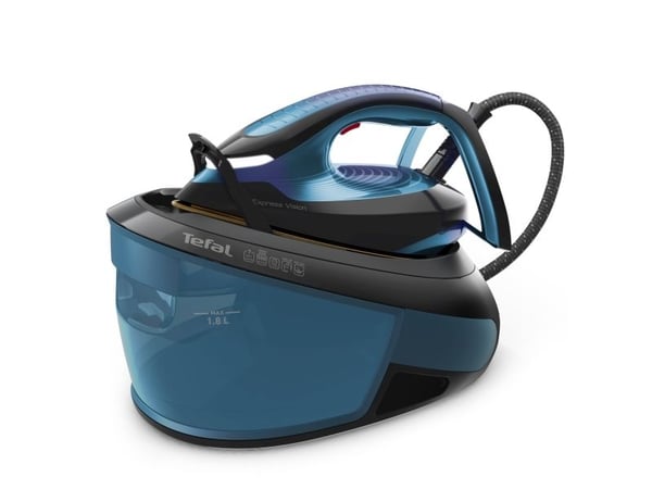 Tefal Express Vision SV8151 - Strykjärn med separat ånggenerator - sula Durilium AirGlide Autoclean - 2800 W - blå/svart