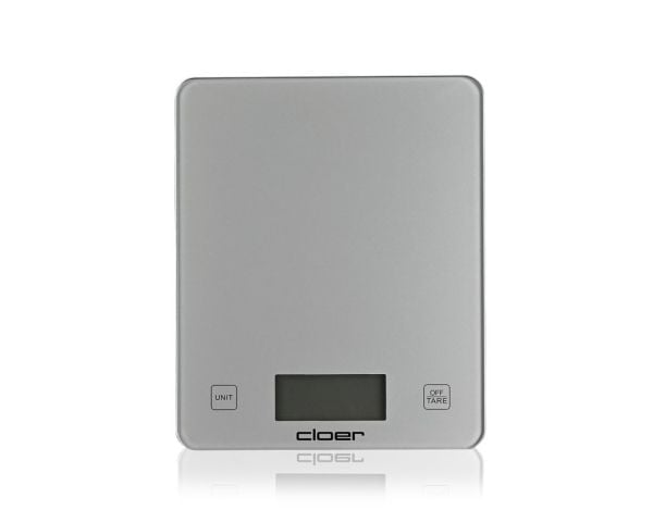 Cloer 6878, Elektronisk köksvåg, 10 kg, 5 g, Silver, Glas, Bordsskiva