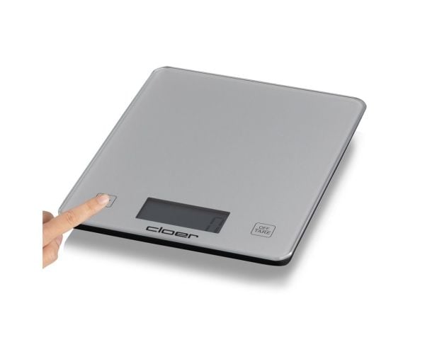 Cloer 6878, Elektronisk köksvåg, 10 kg, 5 g, Silver, Glas, Bordsskiva