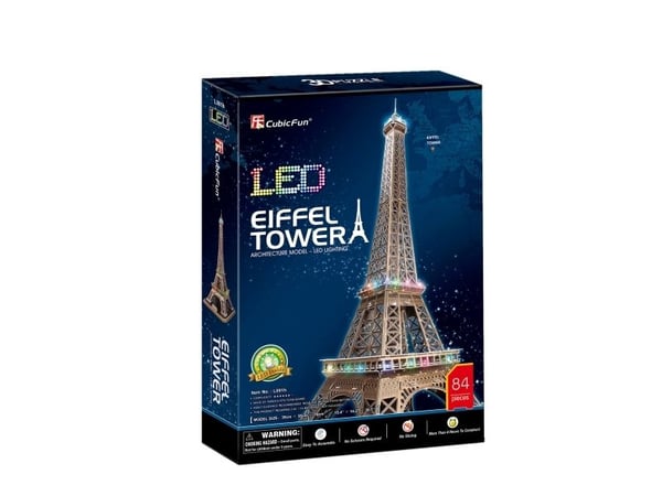 CubicFun Eiffel Tower LED, 84 stykker, Bygninger, 10 år