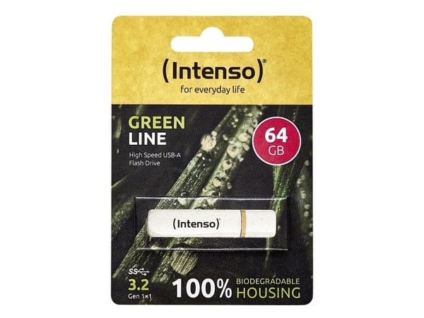 Intenso Green Line - USB-flashstasjon - 64 GB - USB 3.2 Gen 1 - beige/brun