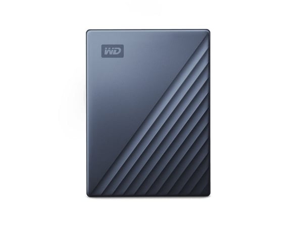 WD My Passport Ultra WDBFTM0050BBL - Harddisk - kryptert - 5 TB - ekstern (bærbar) - USB 3.1 (USB-C kontakt) - 256-bit AES - blå