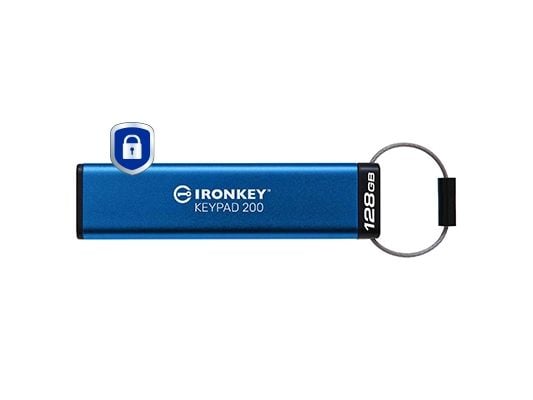 Kingston IronKey Keypad 200 - USB flash-enhet - krypterat - FIPS 140-3 Level 3 - 128 GB - USB 3.2 Gen 1