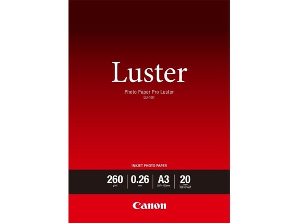 Canon Photo Paper Pro Luster LU-101 - Glans - 260 mikroner - A3 (297 x 420 mm) - 260 g/m² - 20 ark fotopapir - for PIXMA PRO-1, PRO-10, PRO-100