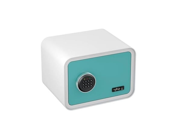 BASI mySafe 350, Frittstående safe, Blå, Hvit, Kode, Elektronisk, Vegg, 1 hyller, Batteri