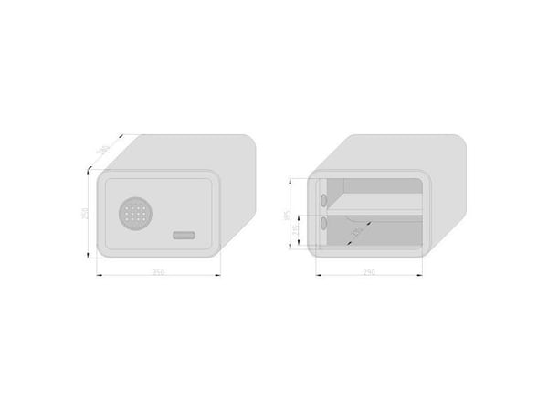 BASI mySafe 350, Frittstående safe, Blå, Hvit, Kode, Elektronisk, Vegg, 1 hyller, Batteri