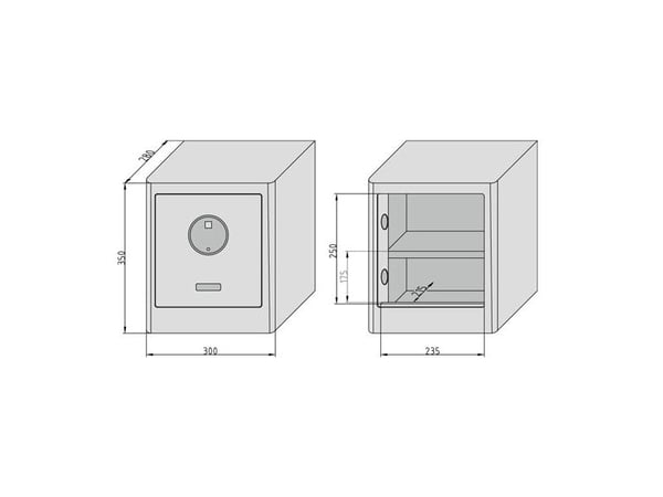 BASI mySafe Premium 350, Frittstående safe, Grå, Elektronisk, Kode, Fingeravtrykksleser, 1 hyller, Batteri, AA