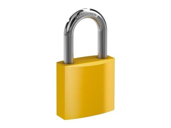BASI 6190-4000-GELB, Konventionellt hänglås, Tangentlås, Olika låsning, Gul, Gjuten aluminium, Härdat stål