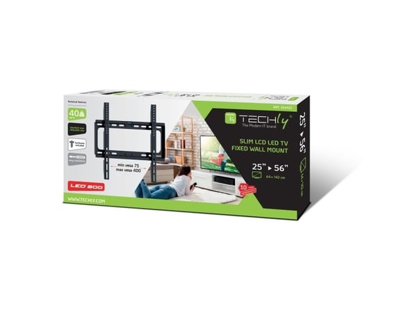 Techly ICA-PLB 262M, 63,5 cm (25"), 142,2 cm (56"), 40 kg, 200 x 200 mm, 400 x 400 mm, Musta