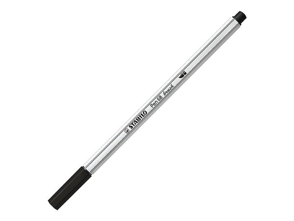 STABILO Pen 68 brush ARTY, 12 farger, Assorterte farger, Pensel tupp, Fiber, Assorterte farger, Sekskantet
