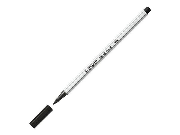 STABILO Pen 68 brush ARTY, 12 farger, Assorterte farger, Pensel tupp, Fiber, Assorterte farger, Sekskantet