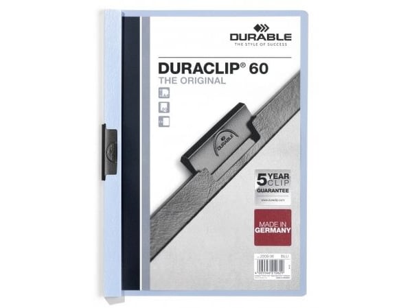 DURABLE DURACLIP 60 - Klipsfil - for A4 (210 x 297 mm) - kapasitet: 60 ark - blå med transparent frontdeksel DURABLE DURACLIP 60 - Klipsfil - for A4 (210 x 297 mm) - kapasitet: 60 ark - blå med transparent frontdeksel