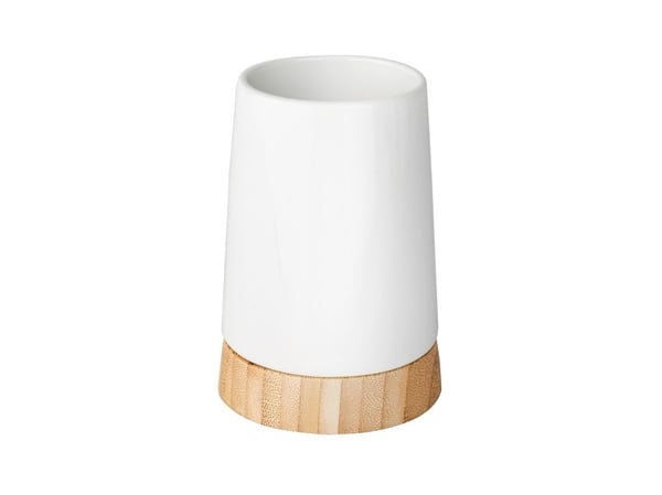 WENKO 17675100, Fristående tandborsthållare, Bamboo, Keramiska, Vit, Trä, Bord, 85 mm, 85 mm