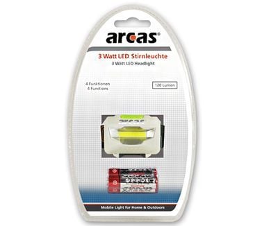 Arcas 30710014, Hodebåndslommelykt, Hvit, Plastikk, LED, 1 lamper, 120 lm