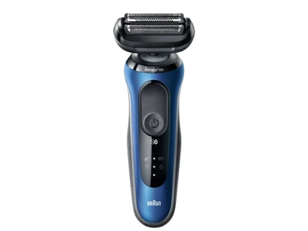 Braun Series 6 61-B4500cs, Parranajokone, Painikkeet, Musta, Sininen, LED, Lataus, Virta, AC/akku