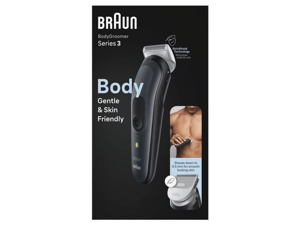 Braun BodyGroomer 3 BG3340, Vekselstrøm/batteri, Sort, Grå