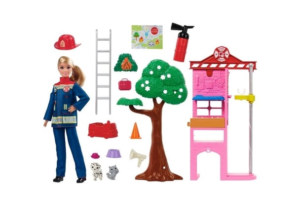 Barbie Firefighter Playset with Blonde Fashion Doll, Fire Station, 2 Pets & 10+ Accessories, Fashion doll, Female, 3 yr(s), Girl, 315.4 mm, 500 g